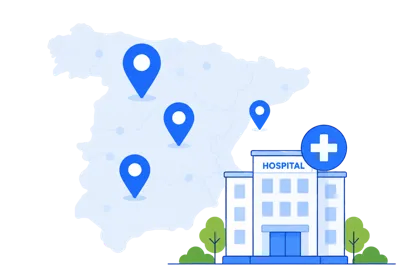 Ilustración de red médica en España